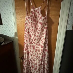 Lulu Halter Floral Pink and White Maxi Dress